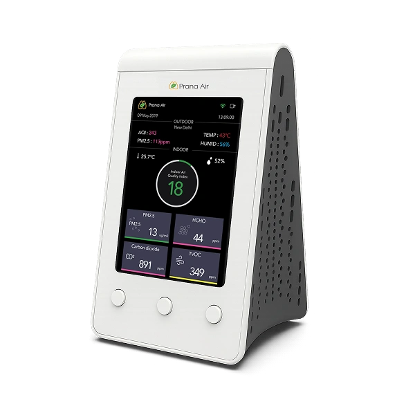 高精度 室内空気品質モニター | PM2.5, PM10, CO, CO2, O3 | Prana Air